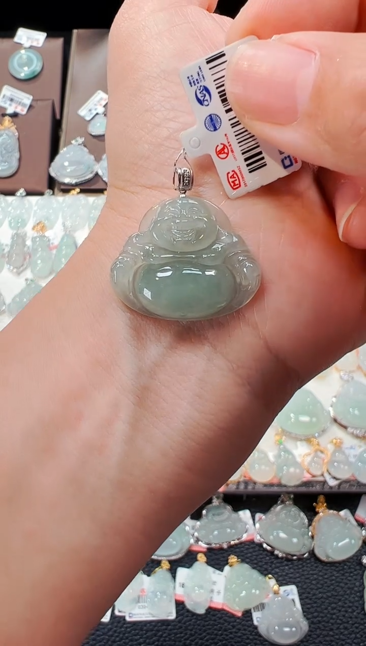 【闪购商品】翡翠吊坠(不含链)18K金镶嵌佛公吊坠856