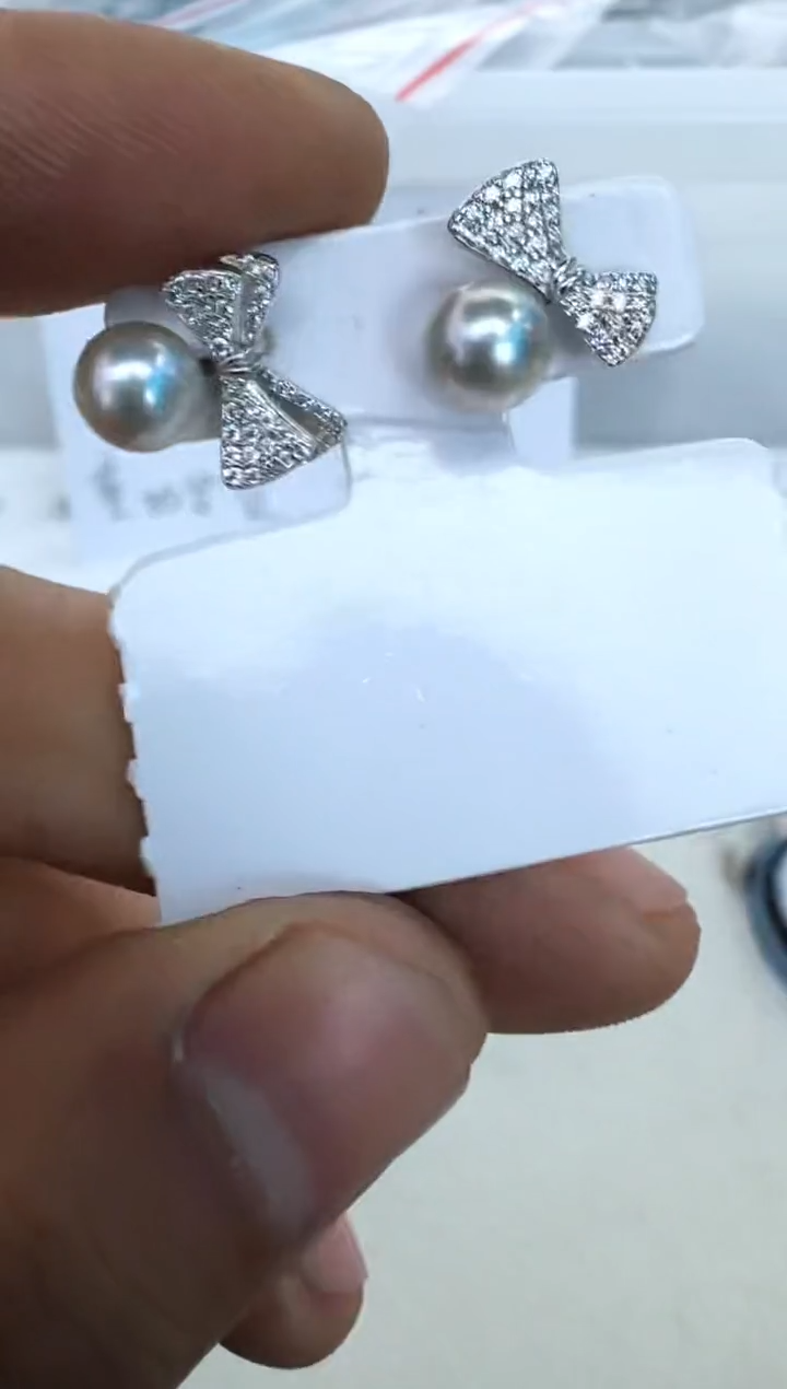 【闪购商品】海水珍珠耳饰银S925镶嵌耳钉