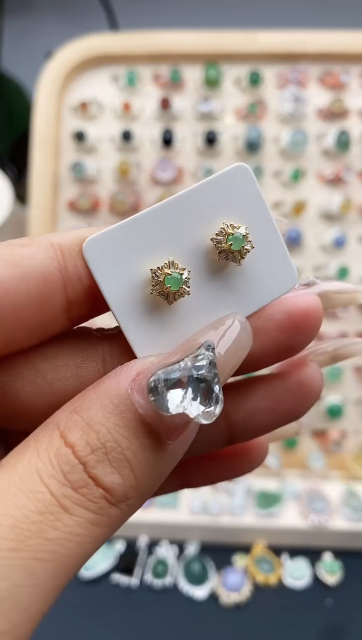 【闪购商品】翡翠戒指银S925镶嵌缅甸天然A货翡翠222  3+4