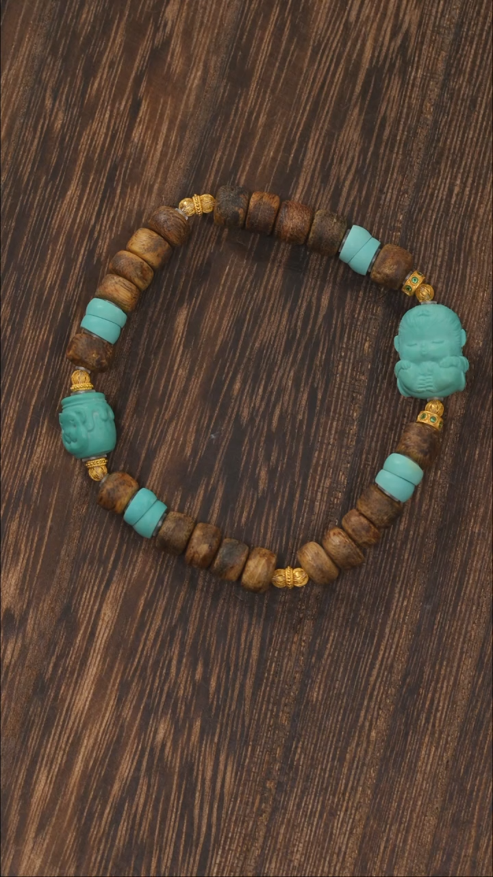 【闪购商品】绿松石手链18K金镶嵌1