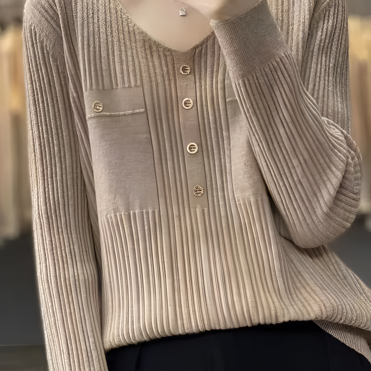 236 v领竖条纹显瘦毛衫（实体撤柜）