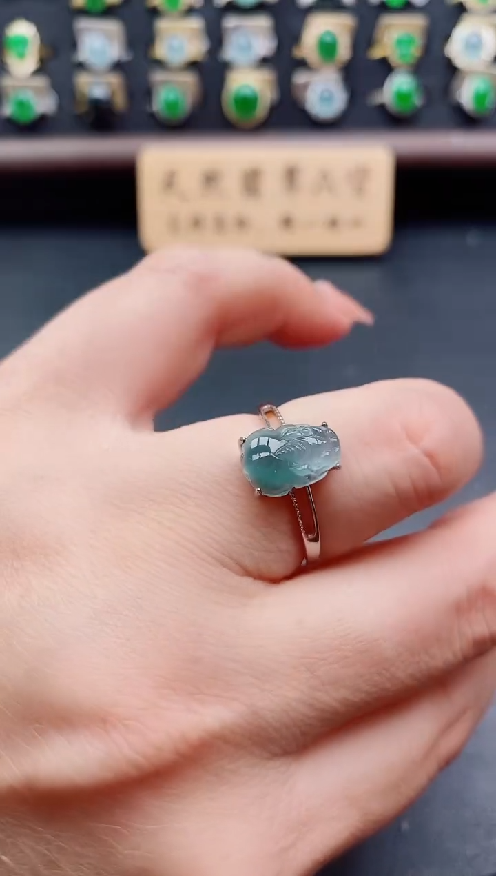 银S925镶嵌戒指翡翠1