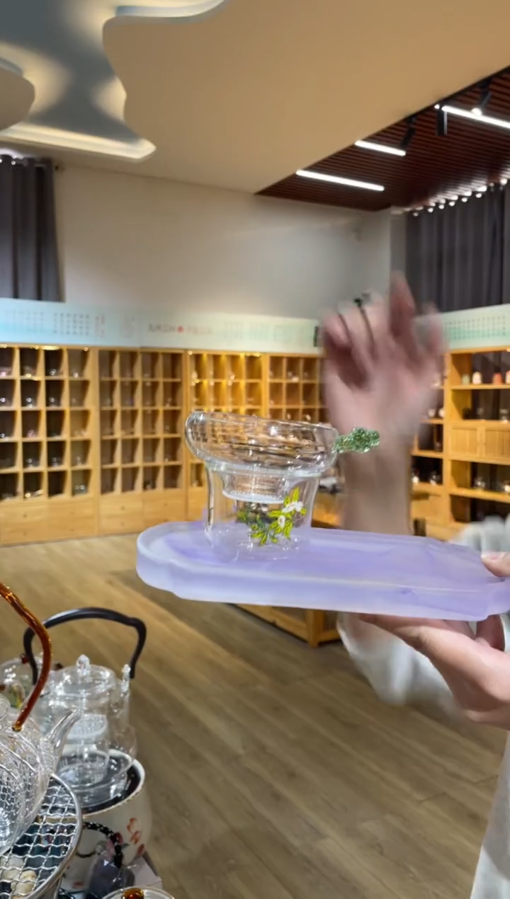 手工艺品玻璃梨花白燕茶漏啊