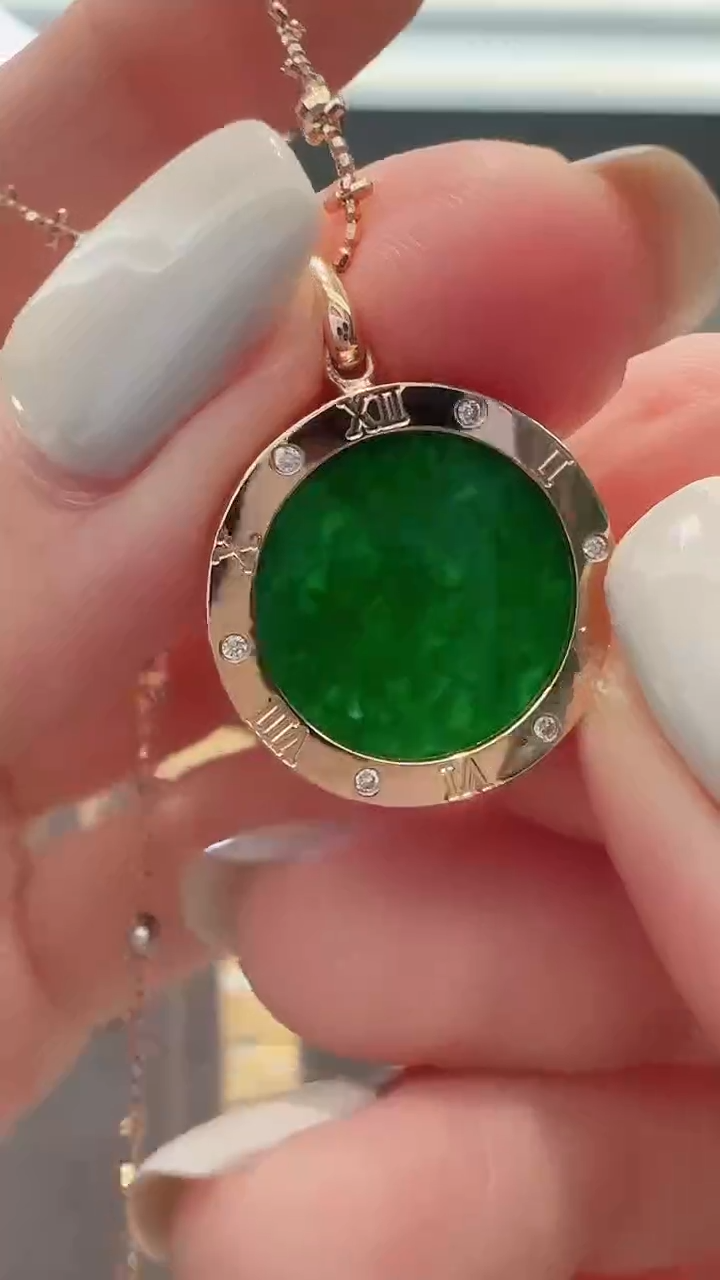 定制翡翠18K金镶嵌18K金翡翠吊坠多样性发货发其一