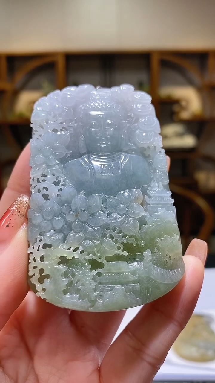 【闪购商品】定制翡翠未镶嵌36/0118/W发起一件/佛观天下