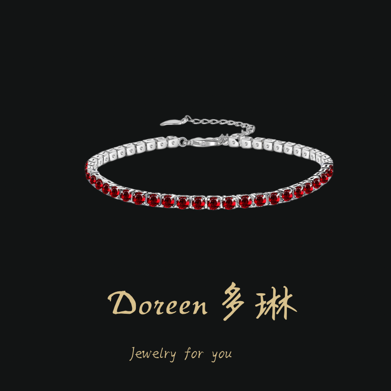 铜合金合成锆石手链 红色小方糖手链迷你版XS1150