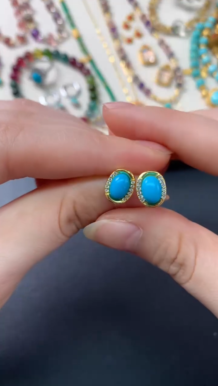 【闪购商品】绿松石耳饰银S925镶嵌Z4|299  