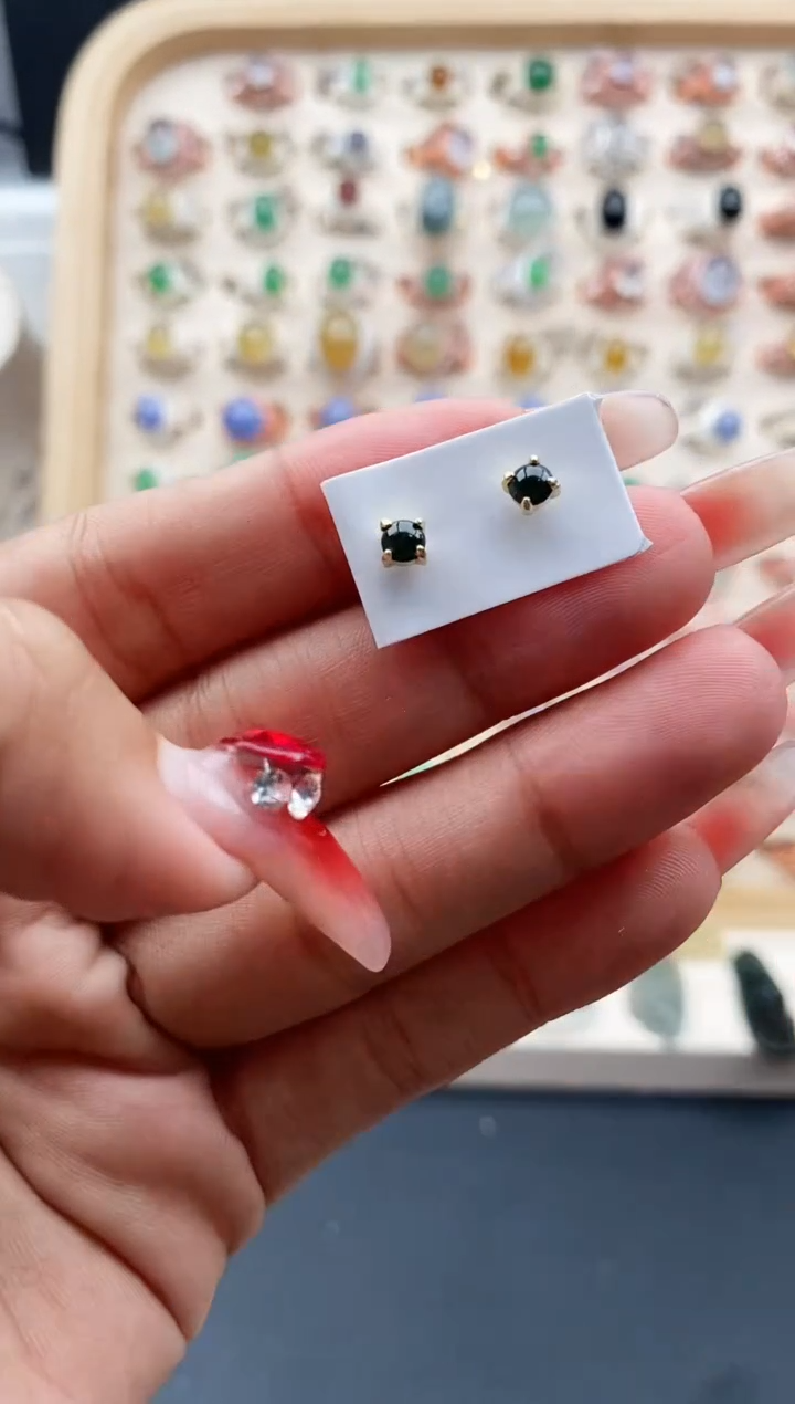 【闪购商品】翡翠戒指银S925镶嵌缅甸天然A货翡翠333 2+7