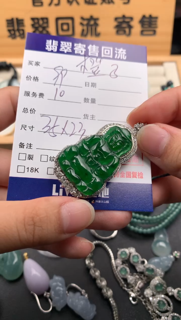 翡翠18K金镶嵌颈饰10141328