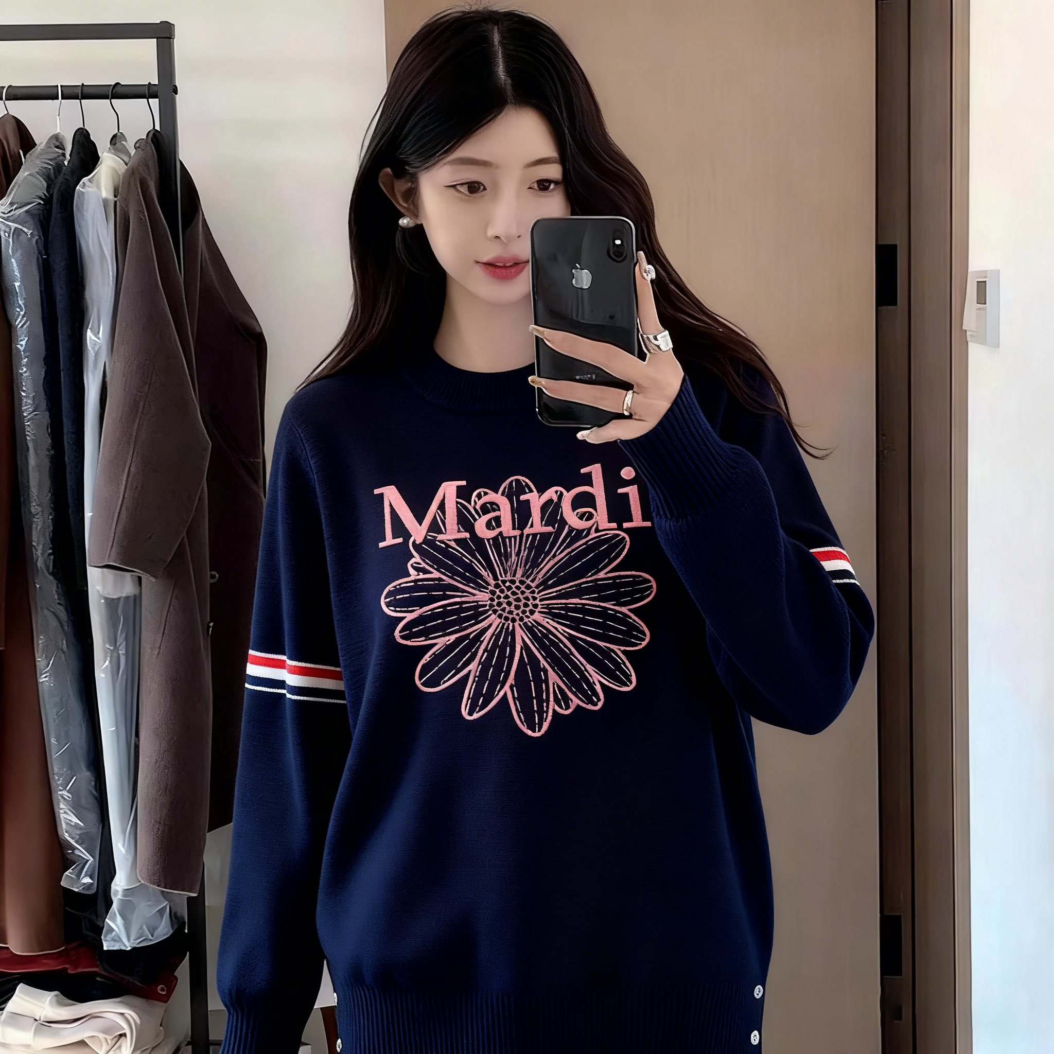 【Mardi】小雏菊刺绣针织毛衣 2025新款外套春秋 女装时尚休闲 