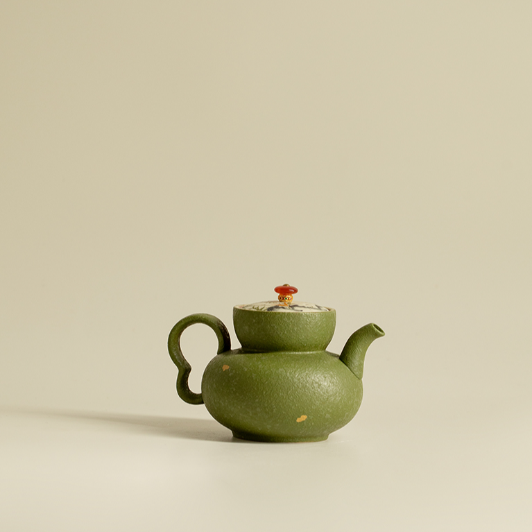 墨己小青柑手绘金竹听风云渺壶陶瓷茶壶高档泡茶壶单壶功夫茶具