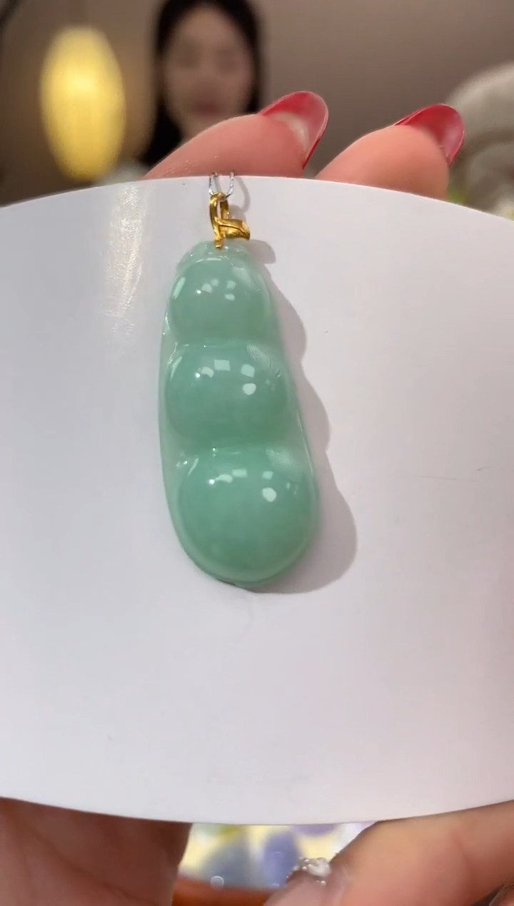 【闪购商品】翡翠颈饰18K金镶嵌天然缅甸a货翡翠