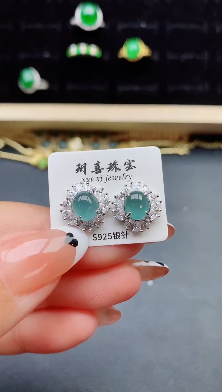 【闪购商品】翡翠银S925镶嵌戒指1321321