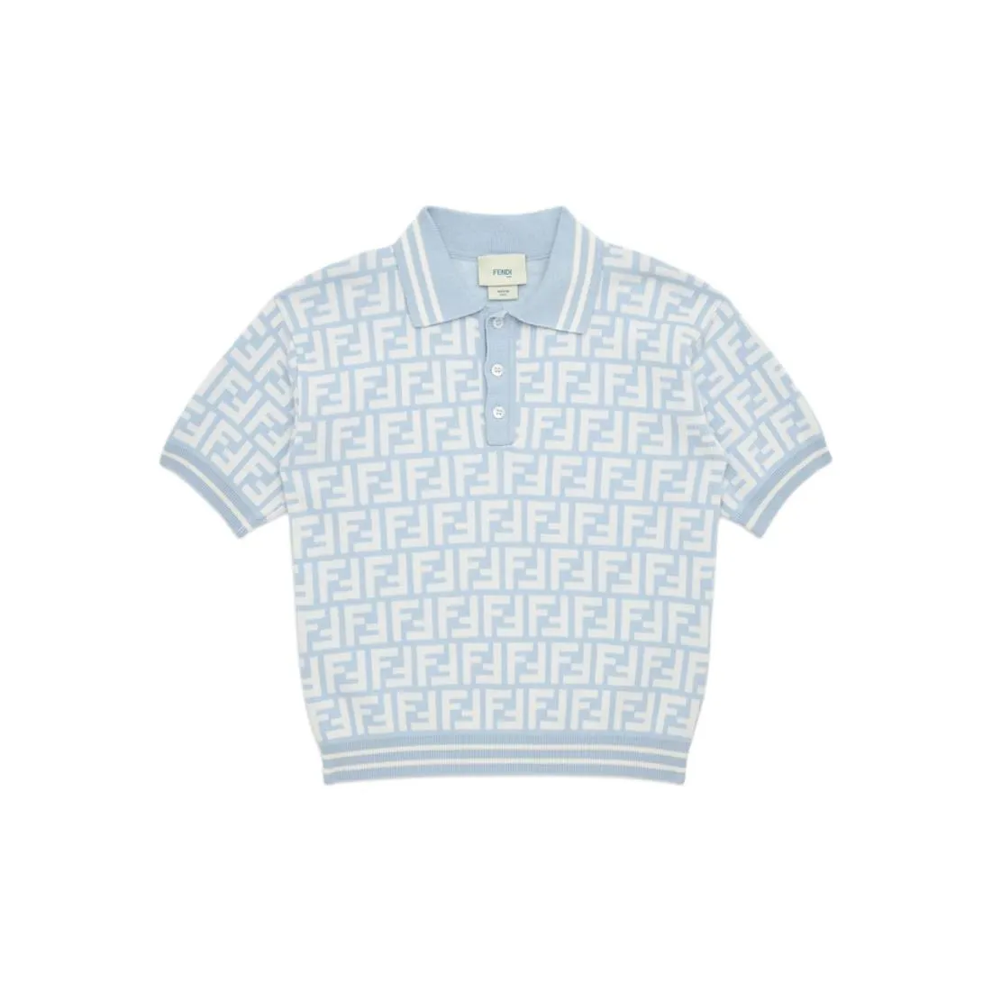 未使用 FENDI/芬迪 SS25 平纹布Polo衫休闲 针织衫浅蓝色