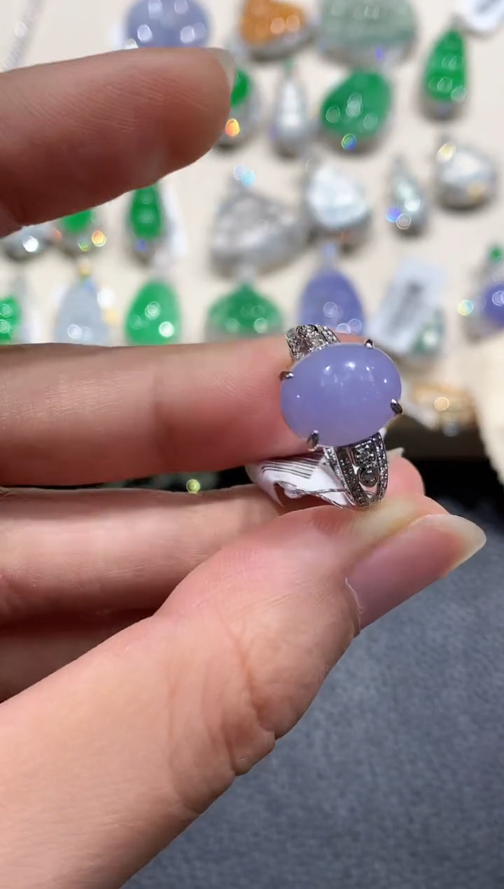 【闪购商品】翡翠戒指18K金镶嵌b49  有色差