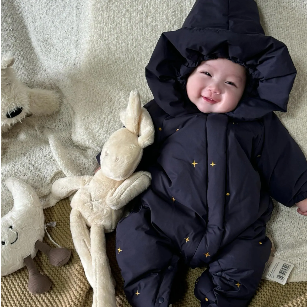 婴儿冬季衣服连体衣夹棉棉服保暖衣服外出服洋气爬服宝宝外出哈衣