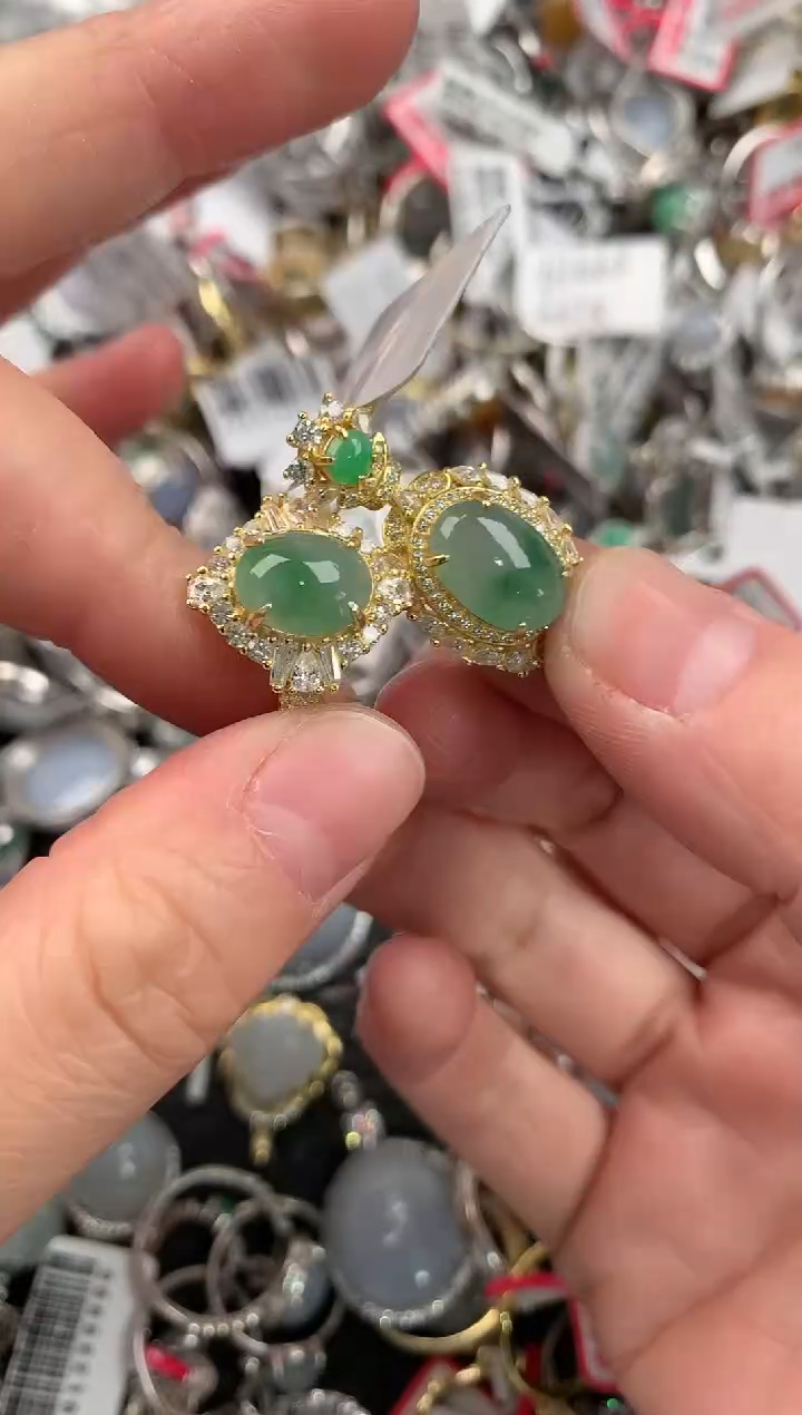 银S925镶嵌戒指翡翠555               8