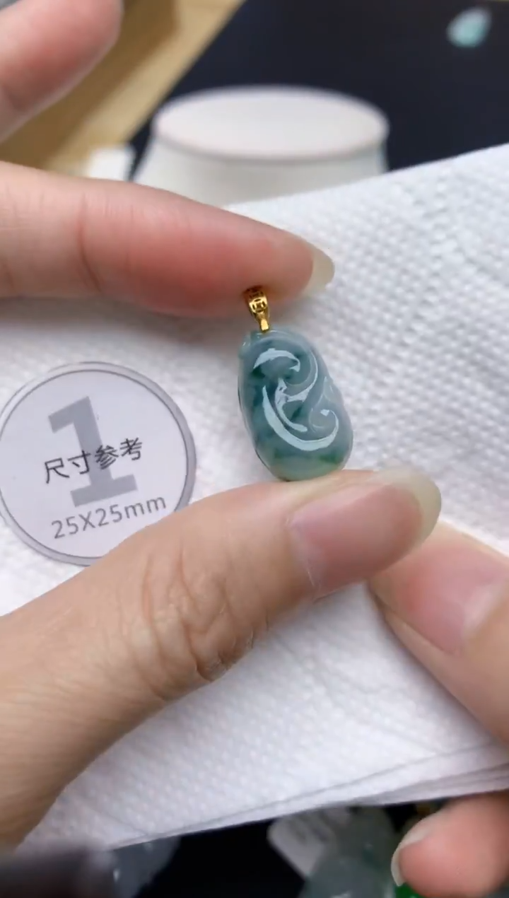 颈饰银S925镶嵌翡翠天然A货翡翠
