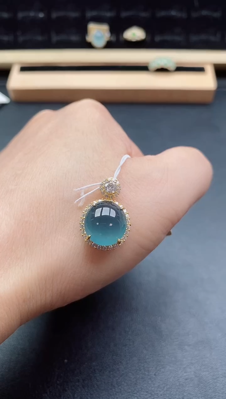 吊坠(赠链)银S925镶嵌翡翠1