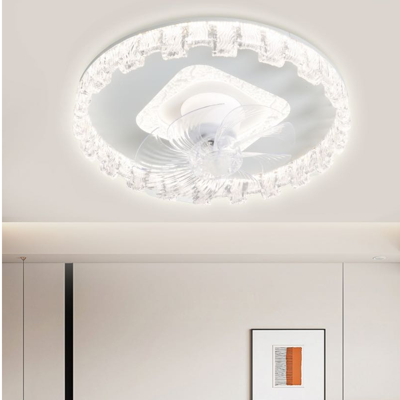 2025款风扇灯卧室灯超薄吸顶灯带风扇360度摇头静音房间吊扇灯