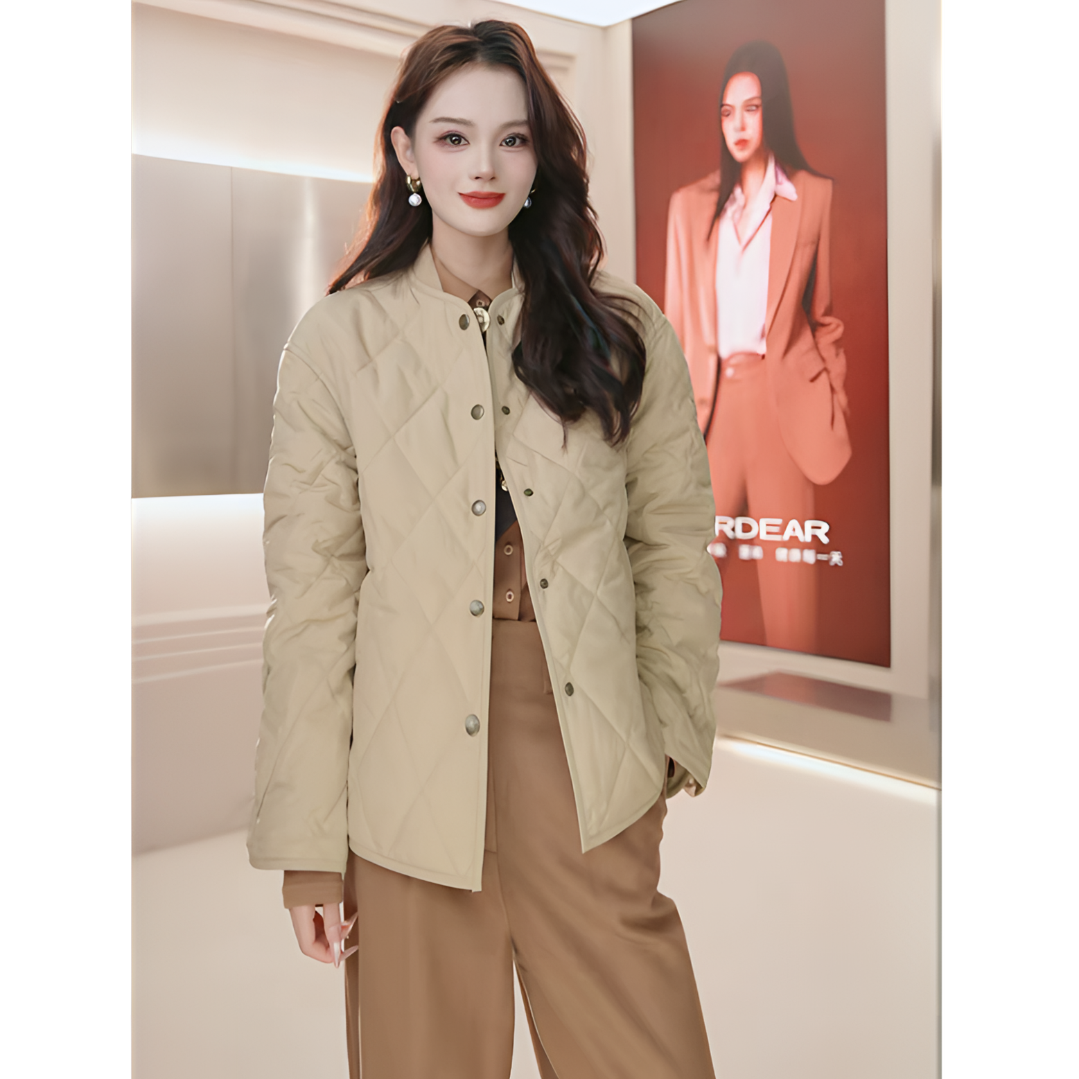哥弟秋冬新款复古时尚宽松气质百搭棉服外套女140051
