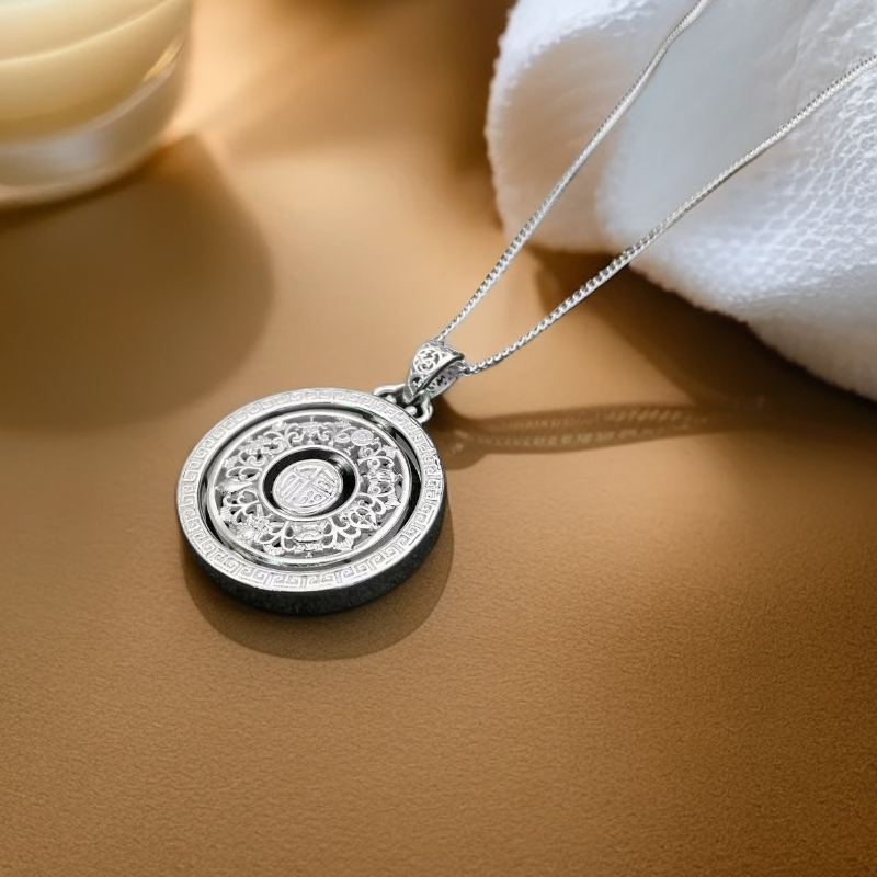 坠链均足银 旋转罗盘百搭时尚优雅项链