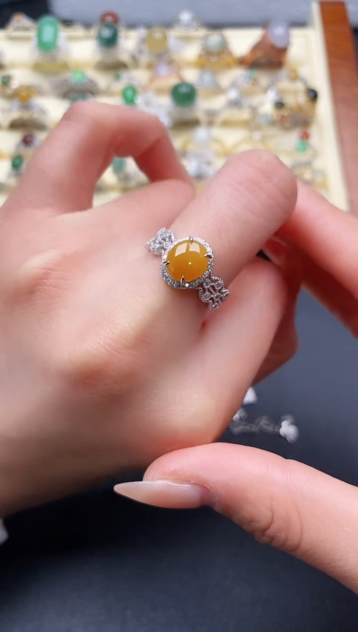 【闪购商品】翡翠戒指银S925镶嵌3333333+8