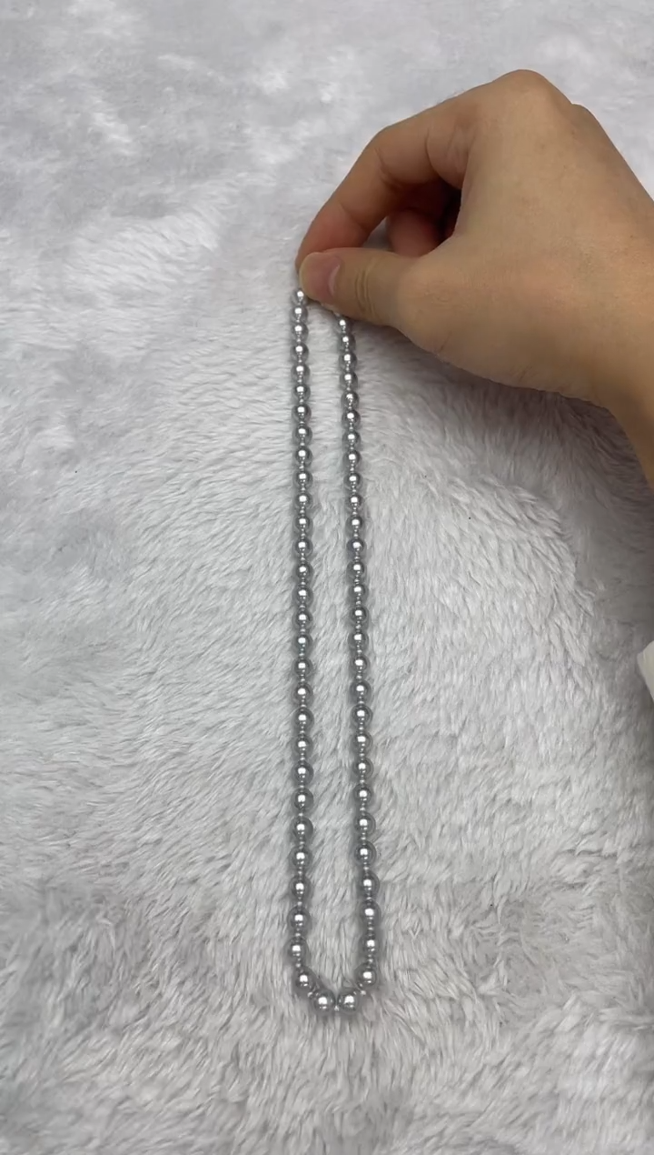 项链银S925镶嵌海水珍珠AK真多麻6-6.5mm