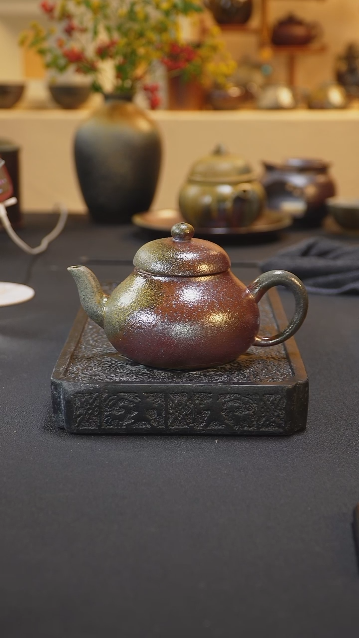 茶壶紫砂纯自然柴烧