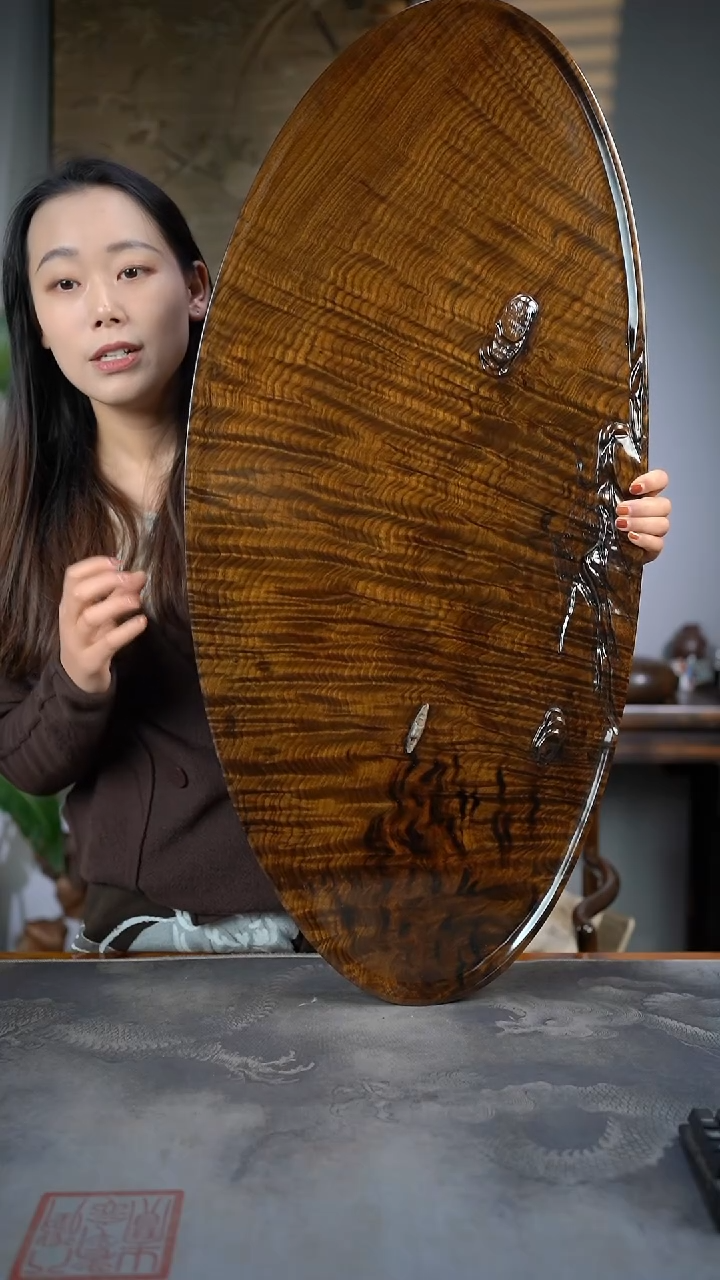 【闪购商品】金丝楠木雕满水波精工孤舟干湿两用茶盘18