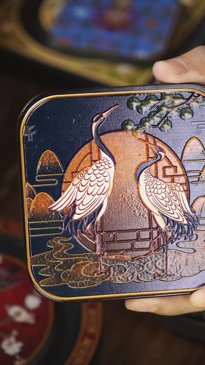 壹藏贰宝立鹤杯垫一片