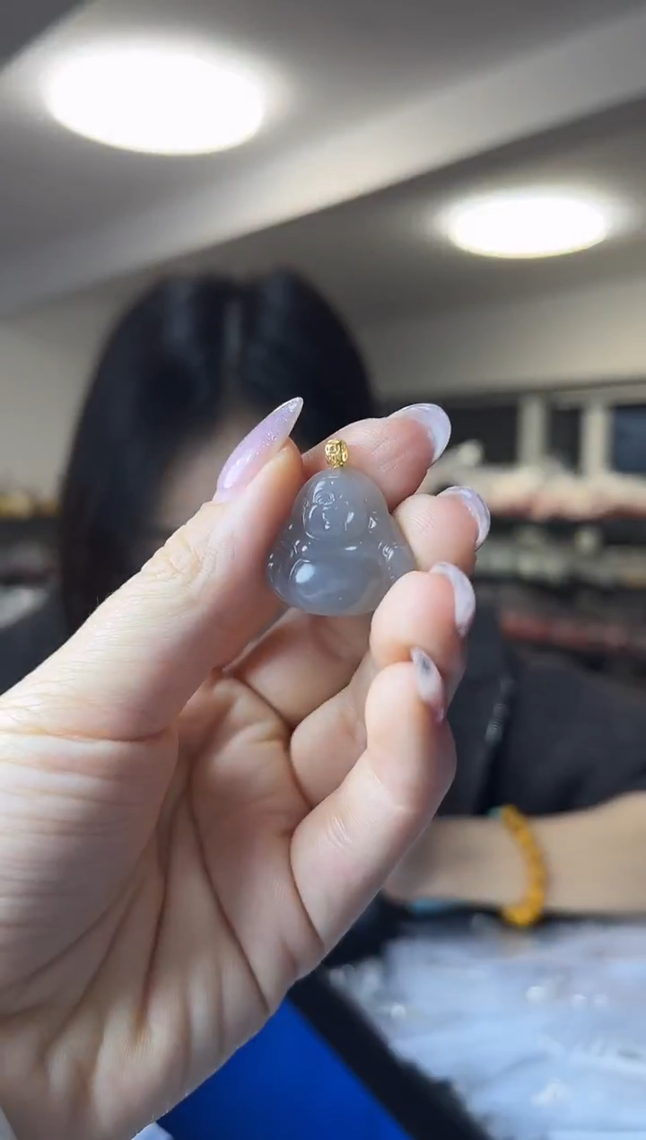 吊坠(不含链)18K金镶嵌和田玉（多样性发一件）**微瑕**