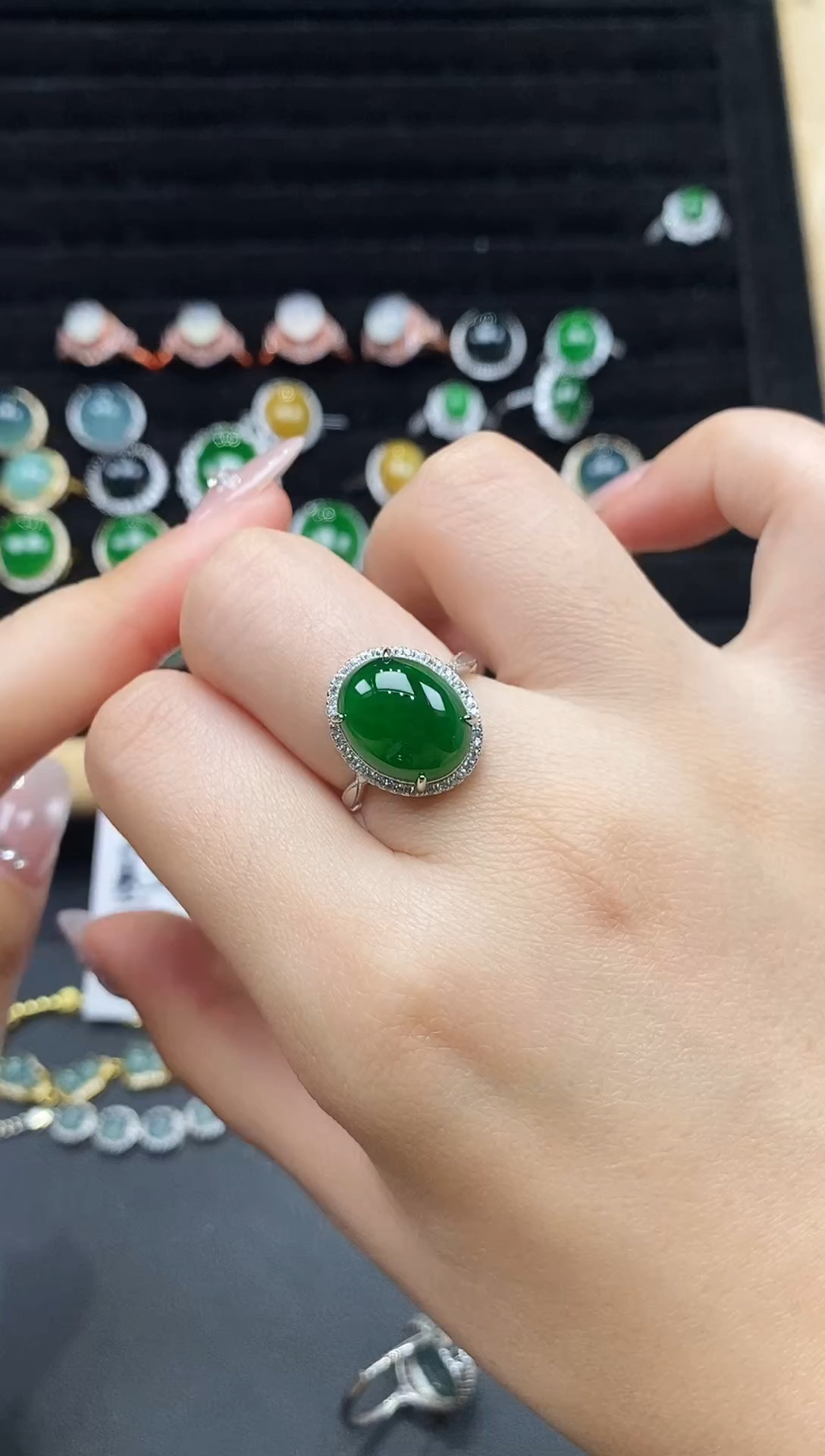 银S925镶嵌戒指翡翠111