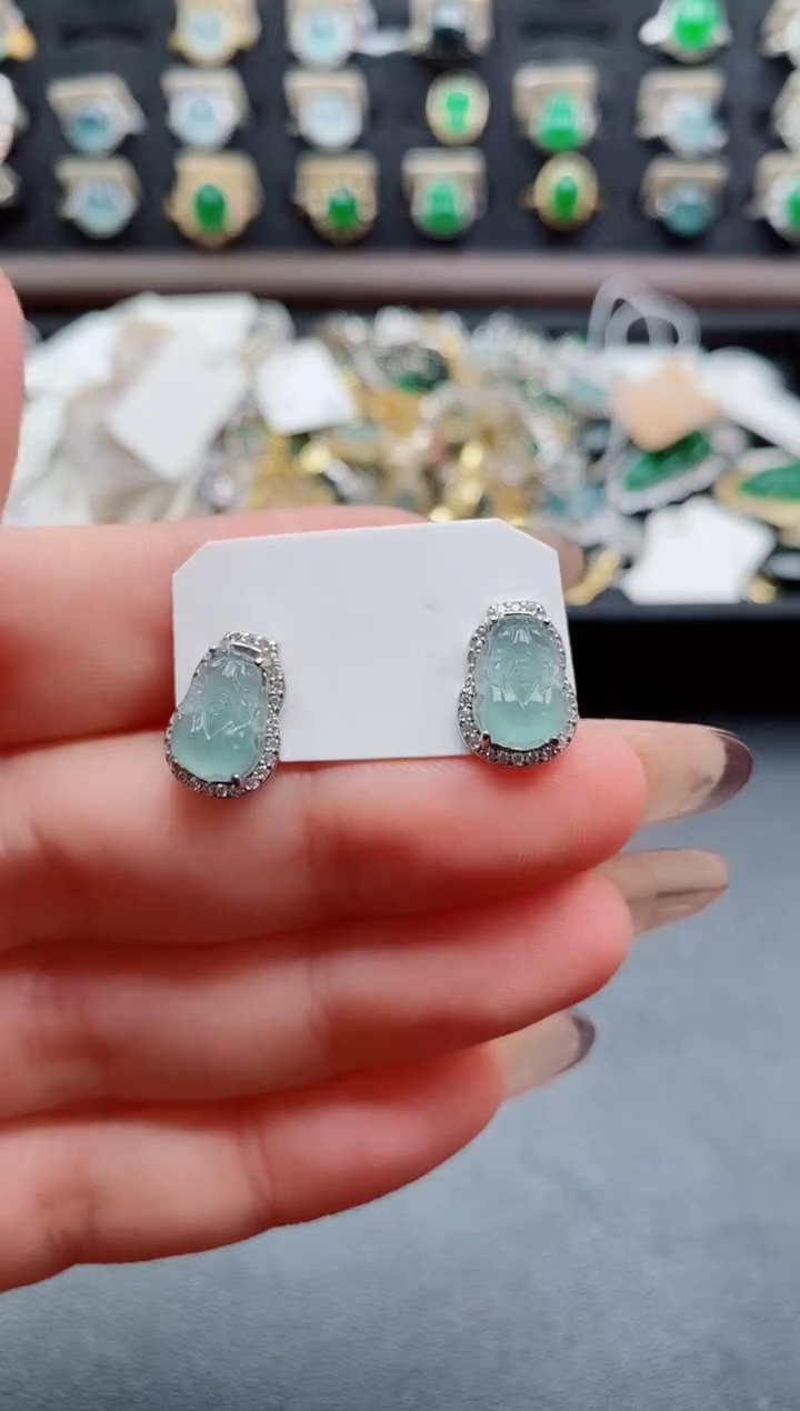 银S925镶嵌戒指翡翠1