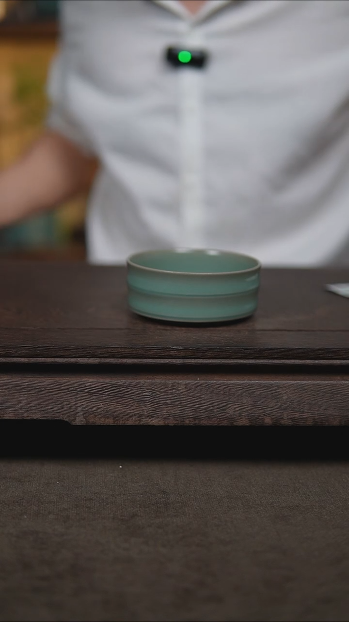 杯仿古翡翠绿釉竹节普洱杯微瑕162