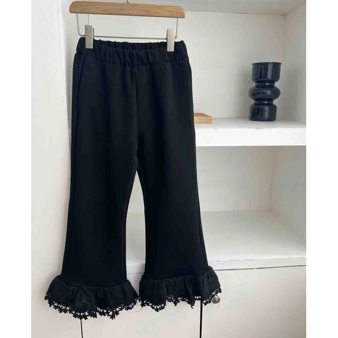 TK•25秋冬~时尚休闲加绒喇叭裤71178黑色12--15（汉服)