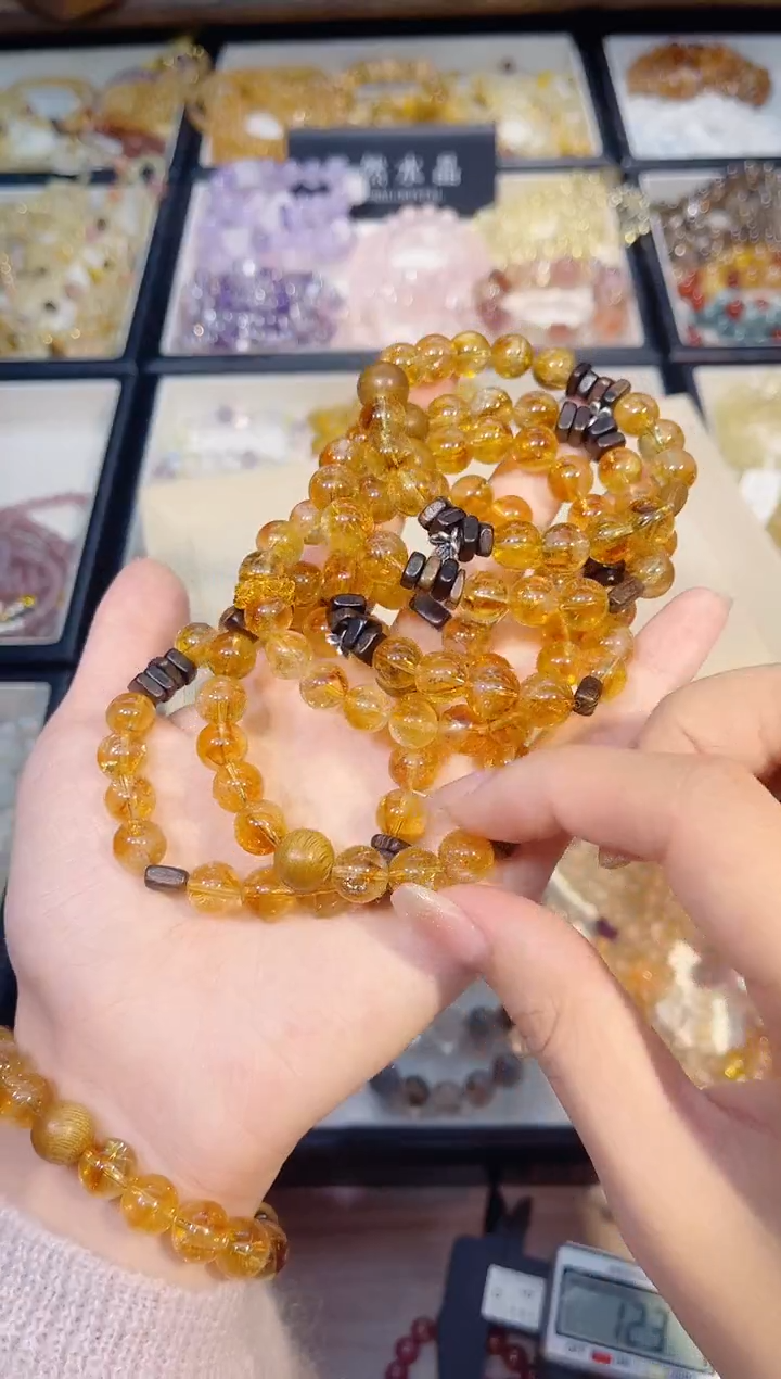 未镶嵌手串水晶单圈黄塔晶小花