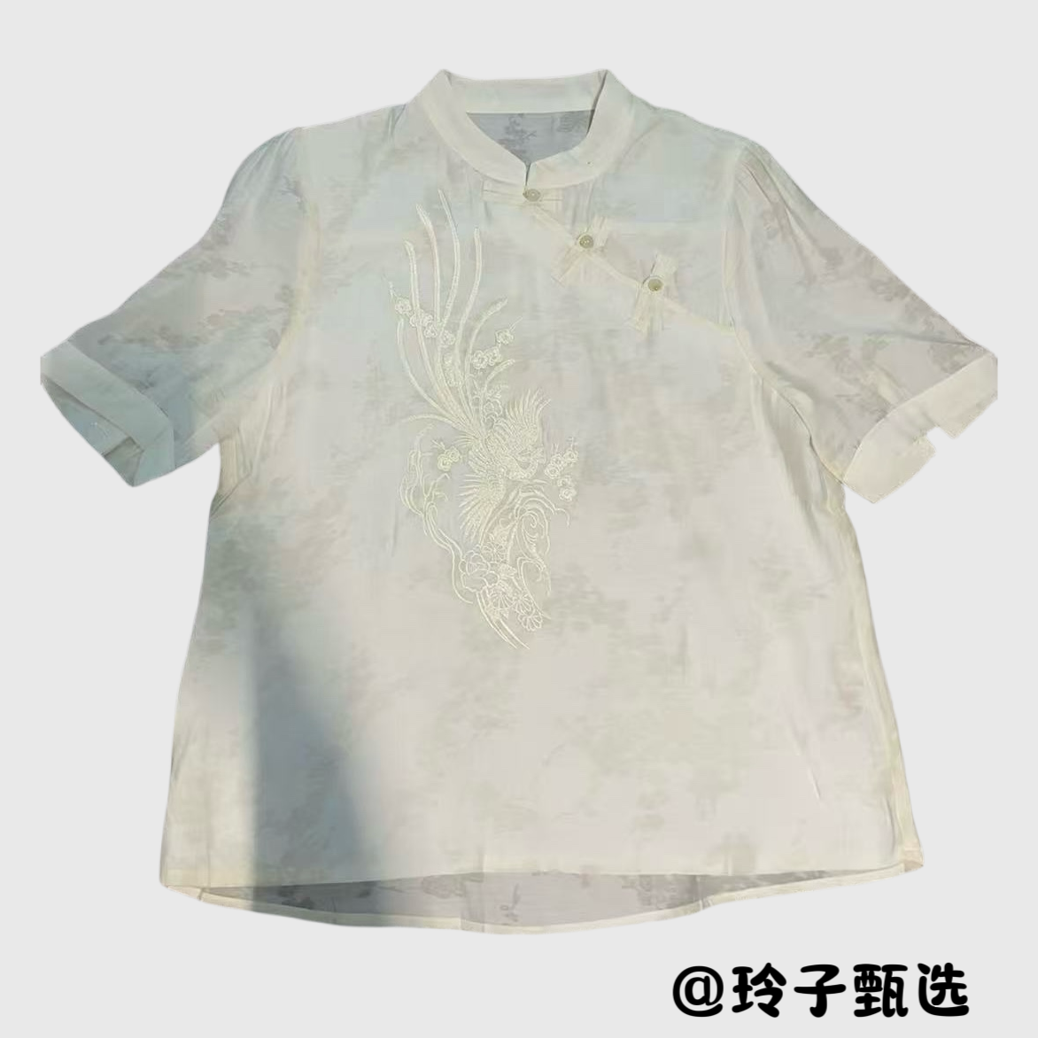 玲子自制（刺绣凤凰）原版！新中式国风轻奢气质夏季短袖上衣