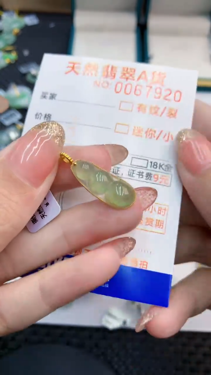 【闪购商品】翡翠18K金镶嵌颈饰            8