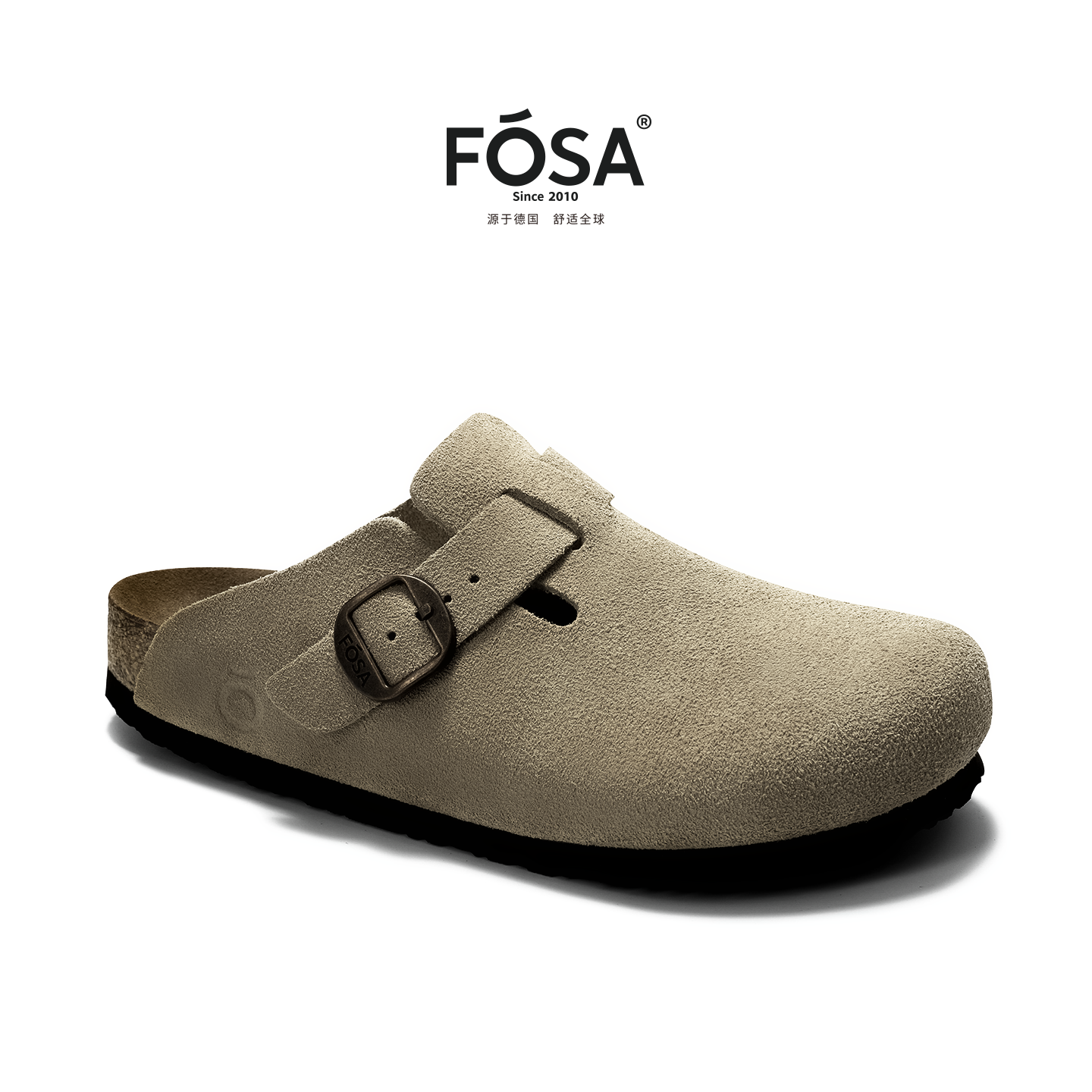 FOSA【张柏芝同款】秋冬休闲男女款软木塞牛皮绒面半包勃肯鞋FS082