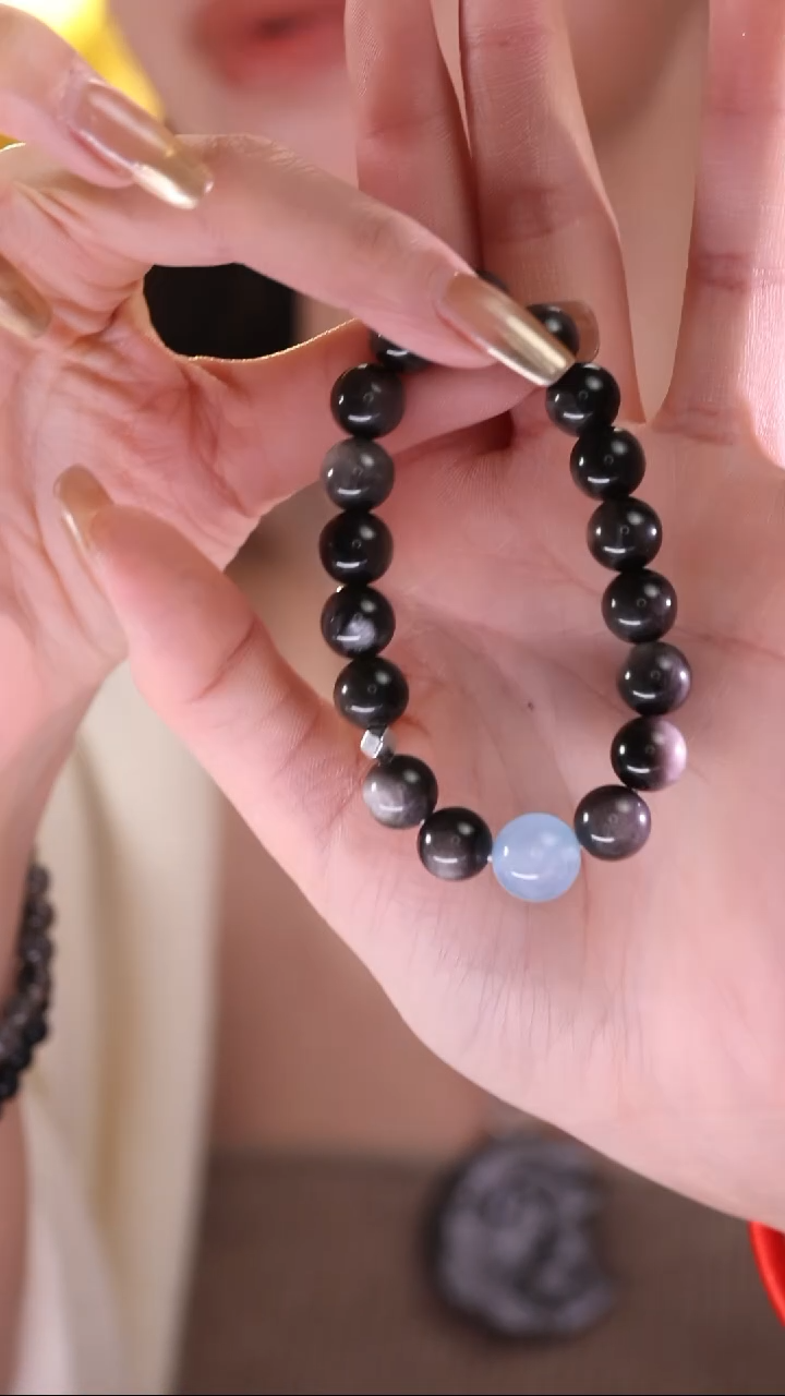 【闪购商品】长石手链未镶嵌003银曜石