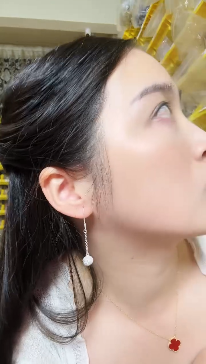 无足银绣球耳钩 长款