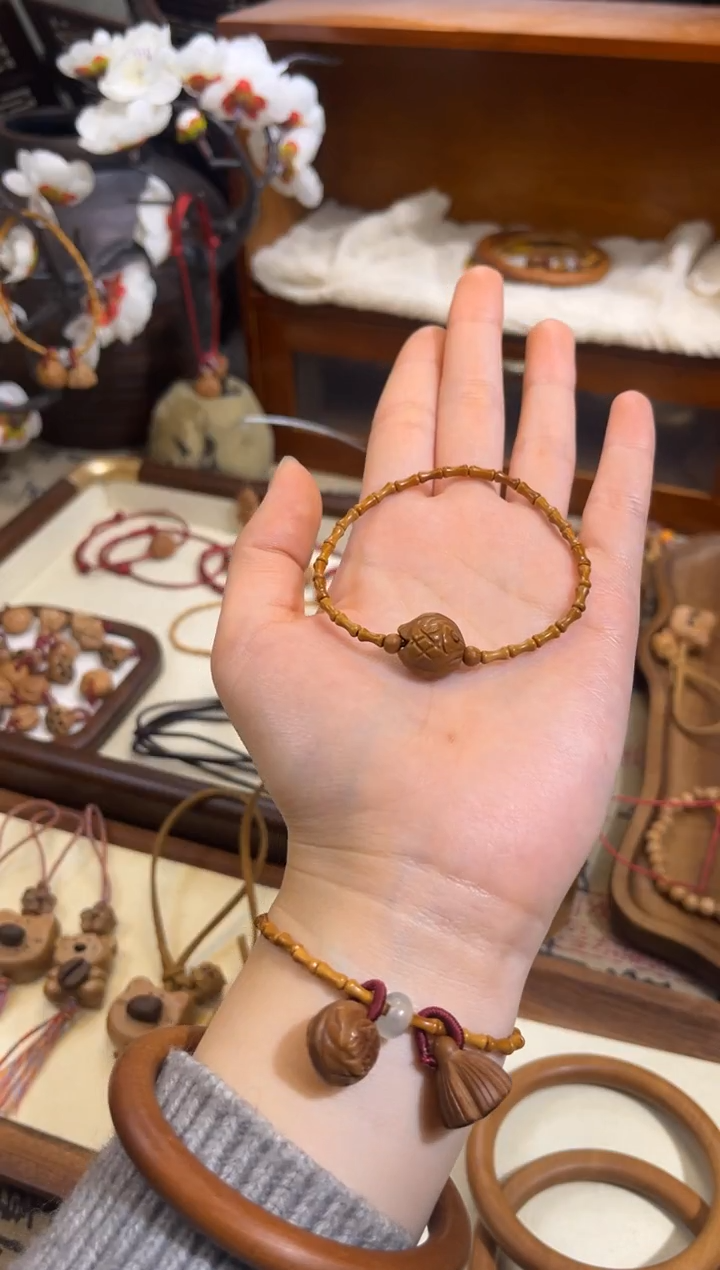 手串桃核【桃缘行】竹节「锦鲤」桃木桃核辟、挡、驱、护 备注手围