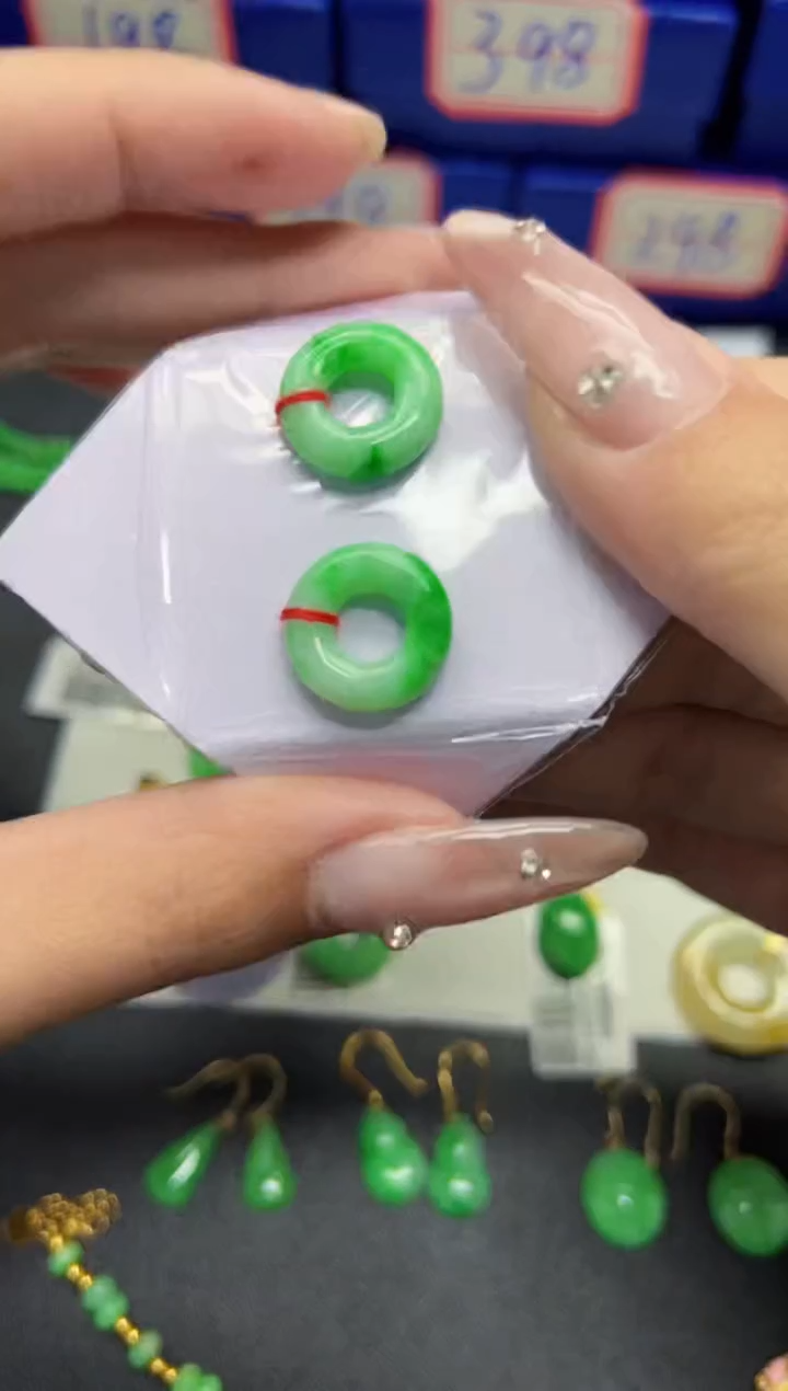 【闪购商品】翡翠耳饰银S925镶嵌Y缅料A货/支持复检/一件