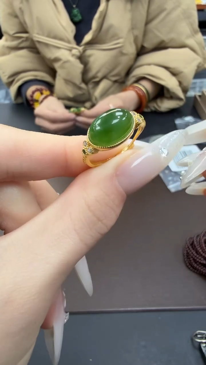 银S925镶嵌戒指和田玉静**阳多样性发其一lyx