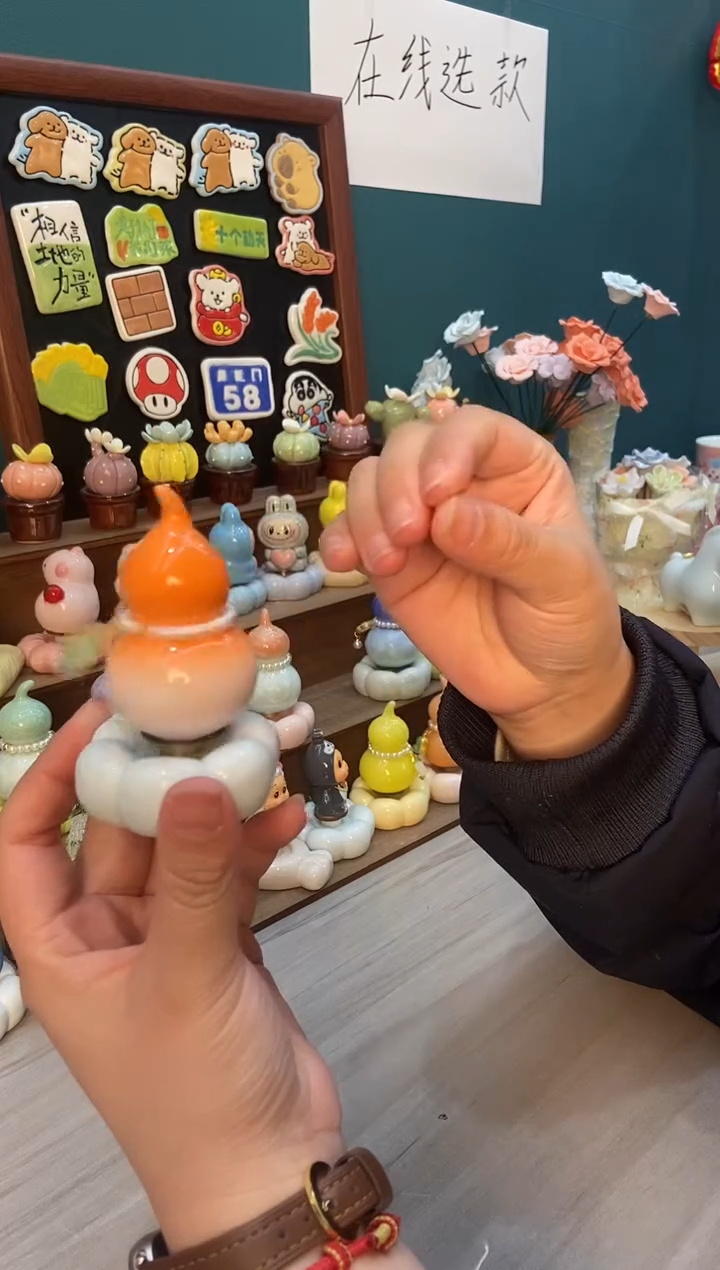 摆件陶渐变橘色葫芦景德镇陶瓷摆件1个装