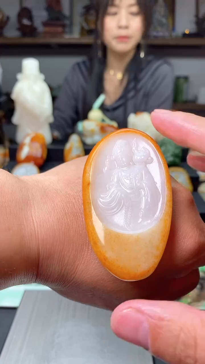 和田玉未镶嵌挂件莲花观音