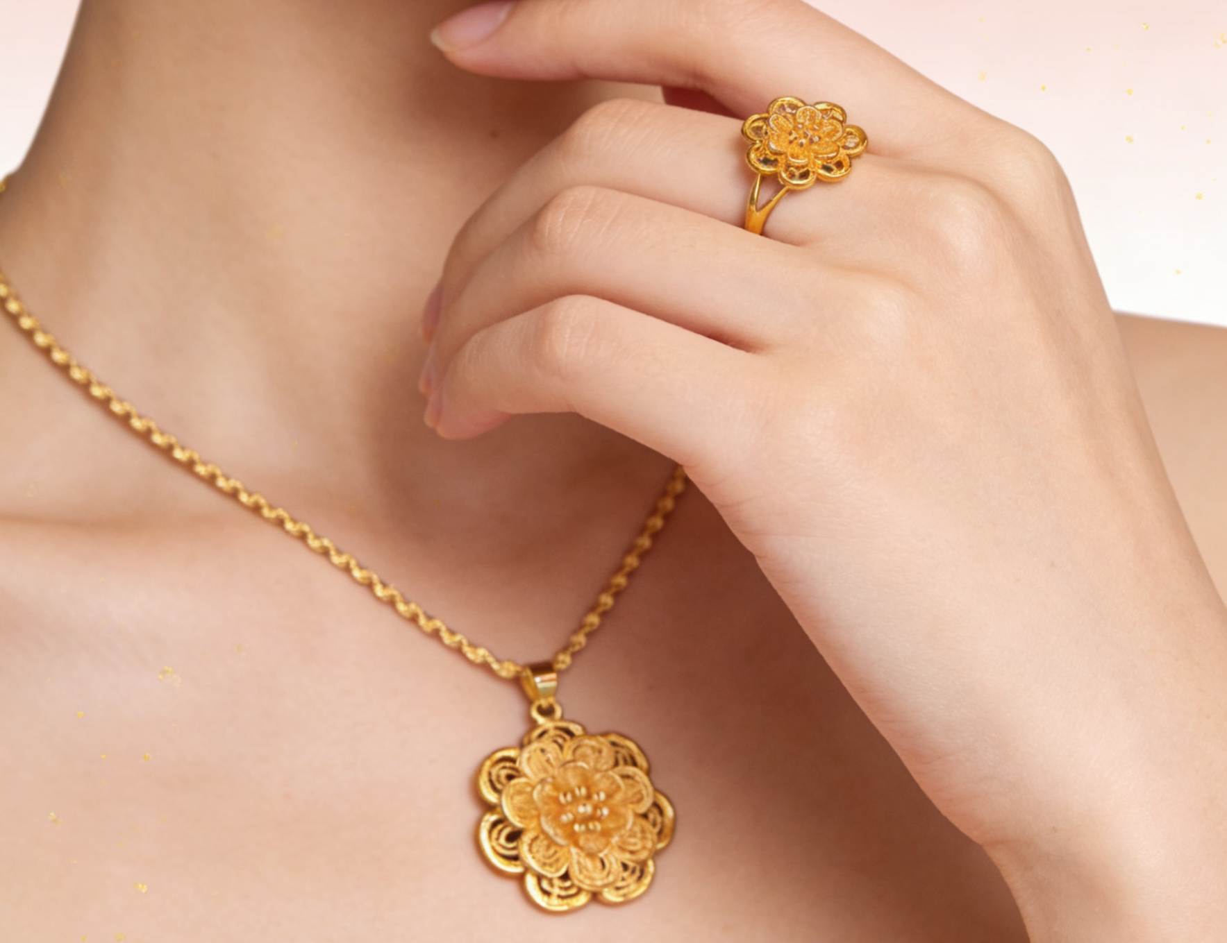  【乐乐专属福利】金色牡丹戒指富贵花合金戒指FR12