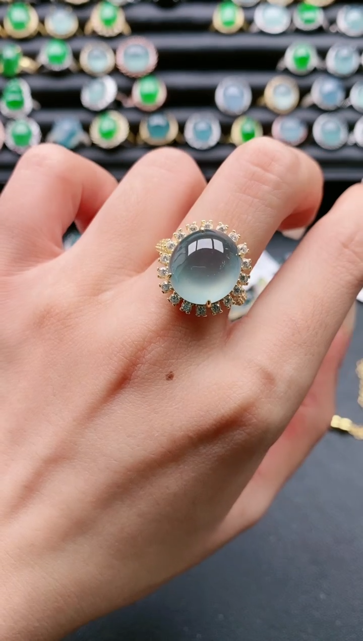 【闪购商品】翡翠戒指银S925镶嵌11111