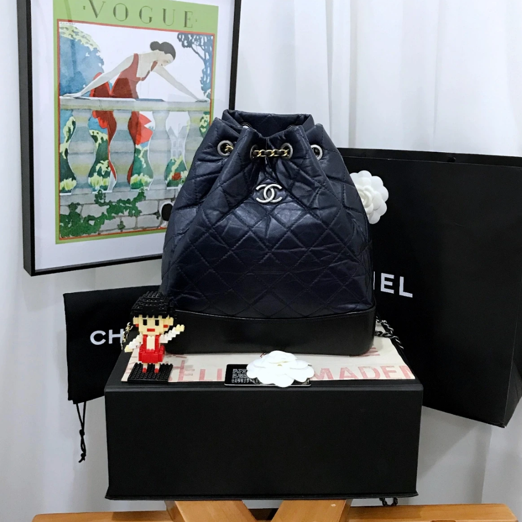99新 Chanel/香奈儿 【杨贵妃专属】经典中号蓝黑流浪包双肩包
